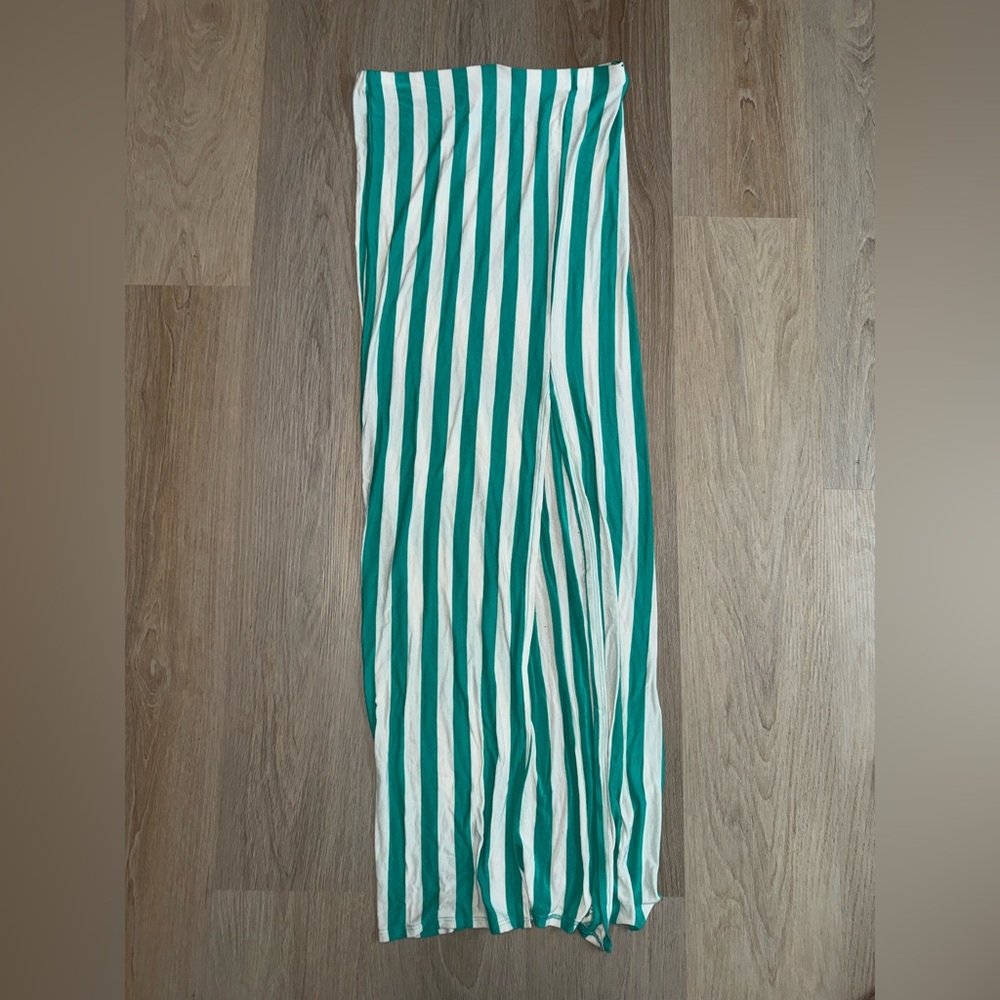 Body Central Y2K Green & White Striped Maxi Dress - Size Large